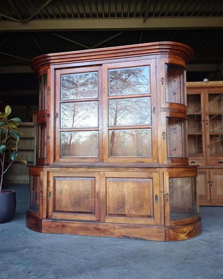 Antieke Organische winkelkast | Museumkast halfrond #2708, Antiek en Kunst, Antiek | Meubels | Kasten, Ophalen of Verzenden