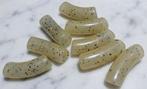 lot kralen 8 beige tubes met inclusies 34x11mm, Hobby & Loisirs créatifs, Enlèvement ou Envoi, Neuf, Perle