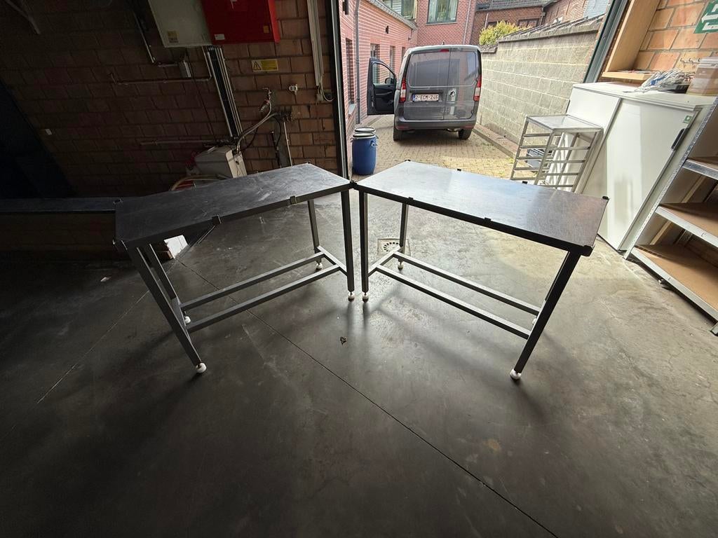Dubbele inox werktafel, Ophalen, Gebruikt, Meubilair