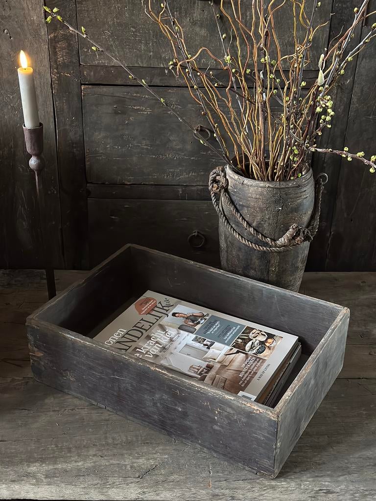 Oud houten Hoffz brievenbak - tijdschriften bak, Huis en Inrichting, Woonaccessoires | Kisten, Ophalen of Verzenden