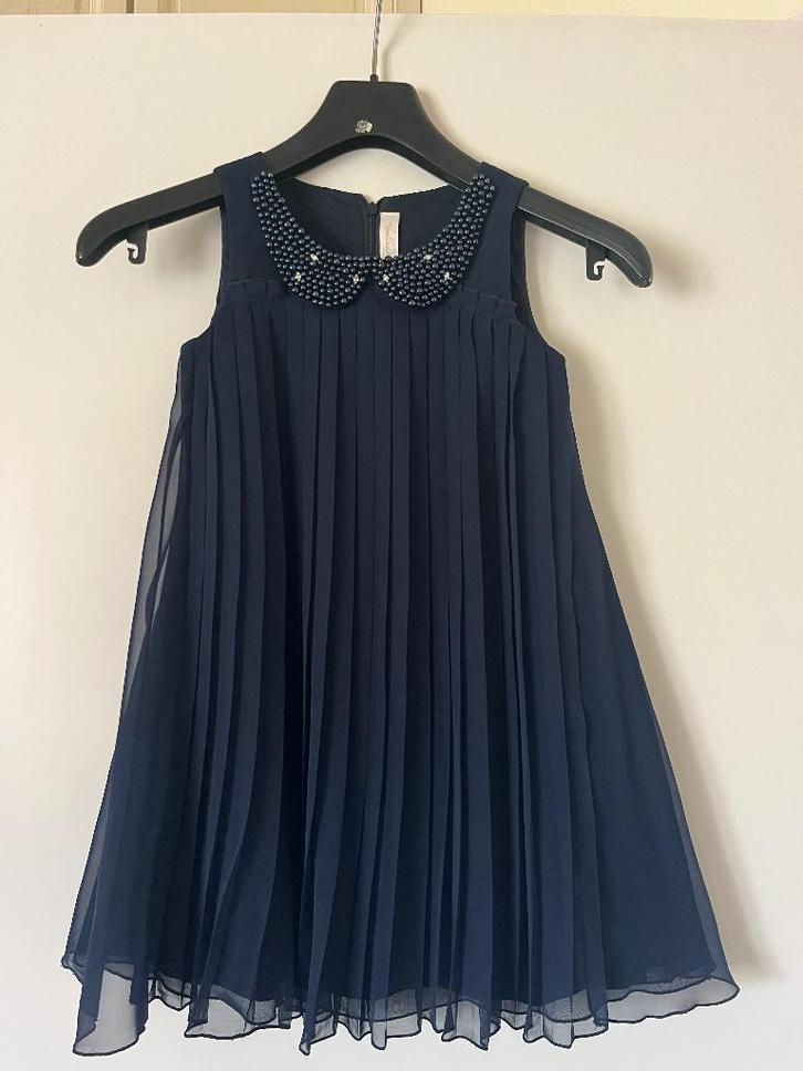 Donkerblauw communiekleed, Kinderen en Baby's, Kinderkleding | Maat 128, Zo goed als nieuw, Meisje, Jurk of Rok, Ophalen