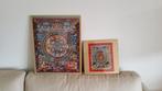 2 Thangka's 38x47 en 21x28, ingekaderd, Antiek en Kunst, Ophalen