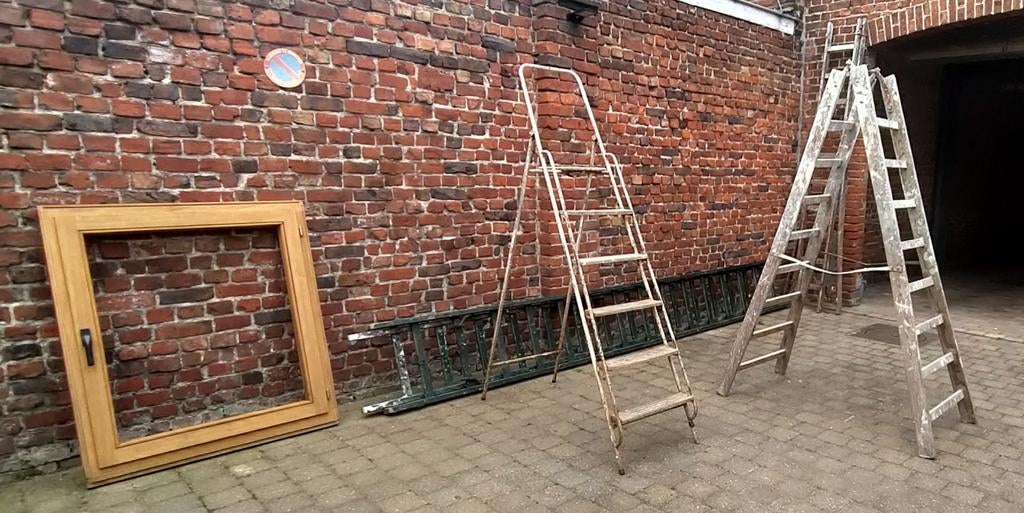 Ladder uitschuifbaar - raam hardhout = 20 EUR per stuk, Ophalen