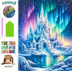 nr 87 Diamond Painting ijskasteel noorderlicht 50x40cm (rond, Hobby en Vrije tijd, Verzenden, Nieuw, Knutselwerk