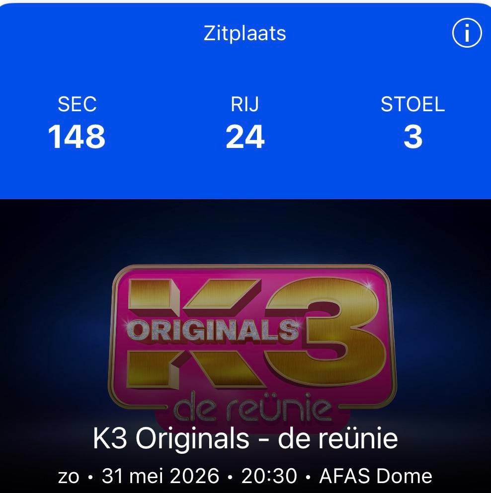 K3 Originals zit tickets, Twee personen