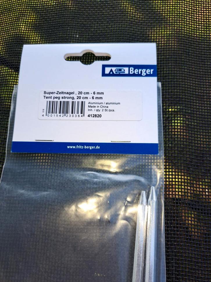 Épingles à terre Super BERGER et stylos TARZAN Rock., Caravanes & Camping, Camping-car Accessoires, Neuf, Enlèvement ou Envoi