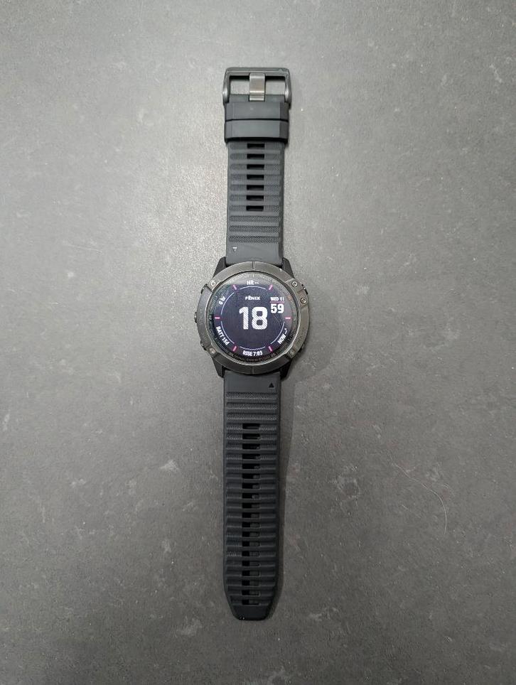 Garmin Fenix 6X Sapphire – 51 mm – In uitstekende staat, Handtassen en Accessoires, Sporthorloges, Gebruikt, Zwart, Afstand, Calorieverbanding