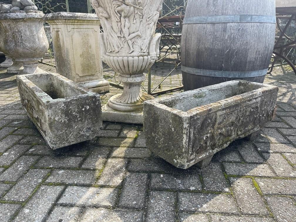 ANTIEKE BLOEMBAKKEN BLOEM POTTEN kasteel marmercement, Antiek en Kunst, Ophalen