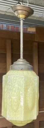 Art deco hanglamp "Clichy" (Geel Glas), Antiek en Kunst, Ophalen