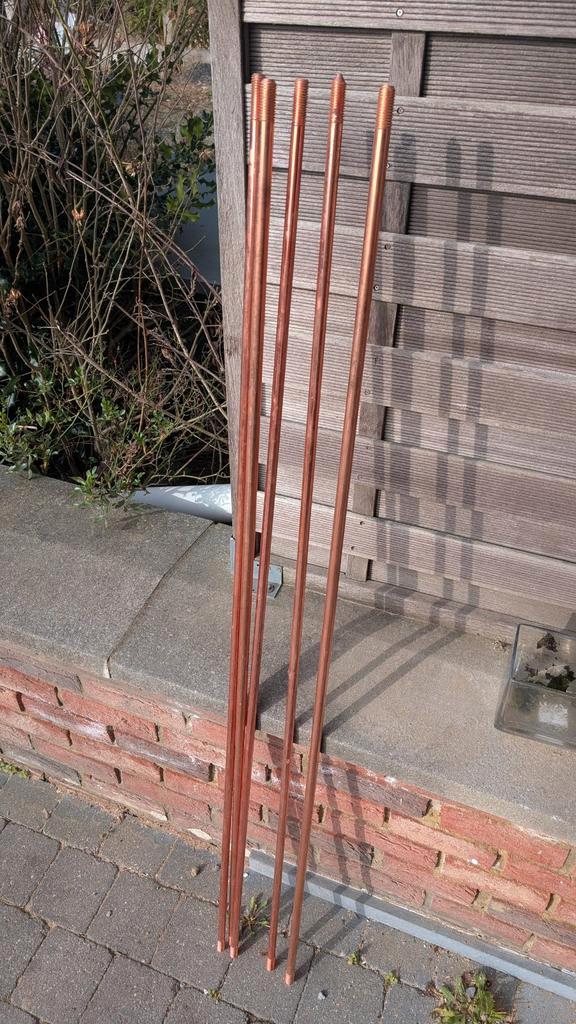 Lot de 5 Piquets de Terre 1,5m - Cuivre (Filetés), Doe-het-zelf en Bouw, Metalen, Nieuw, Koper of Messing, Ophalen
