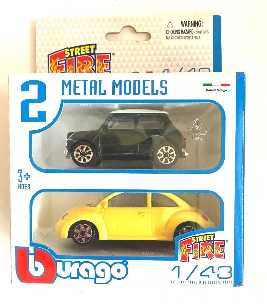 Mini Cooper Bburago Street Fire set., Hobby en Vrije tijd, Ophalen of Verzenden, Zo goed als nieuw, Auto, Overige merken