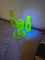 Vintage Uranium Glas Toilettafel Set - Glow in the Dark, Enlèvement ou Envoi