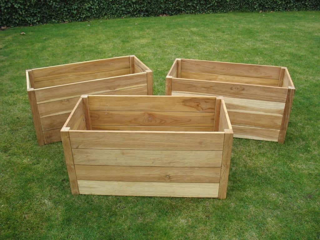 3 nieuwe outdoor hardhouten plantenbakken plantenbak, Ophalen, Rond