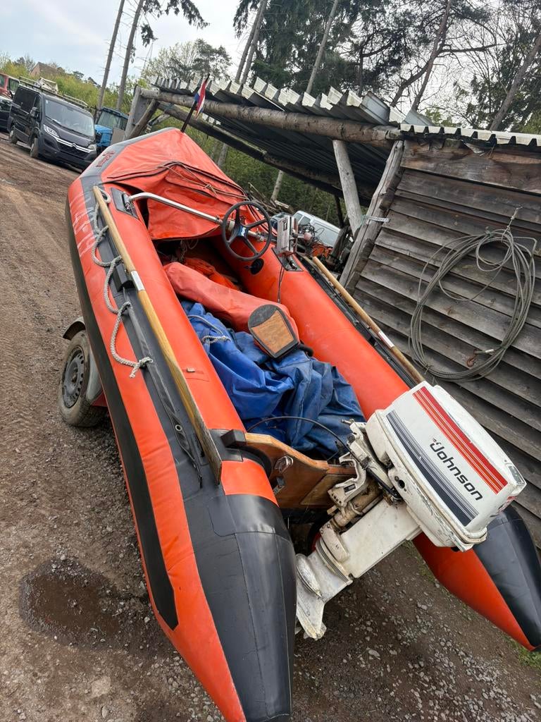 Rubberboot 3.60 m met 25 pk johnson buitenboordmotor, Autres marques, Bois, Utilisé, Essence