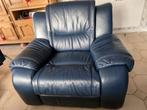 Magnifique fauteuil inclinable bleu en cuir véritable, Moins de 75 cm, Moins de 150 cm, Une personne, Enlèvement