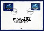 Carte souvenir timbres René Magritte (Peintre), Envoi, Oblitération 1er jour, Neuf