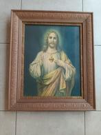 Christus afbeelding in kader, Huis en Inrichting, Ophalen, Gebruikt, Hout, 50 tot 75 cm
