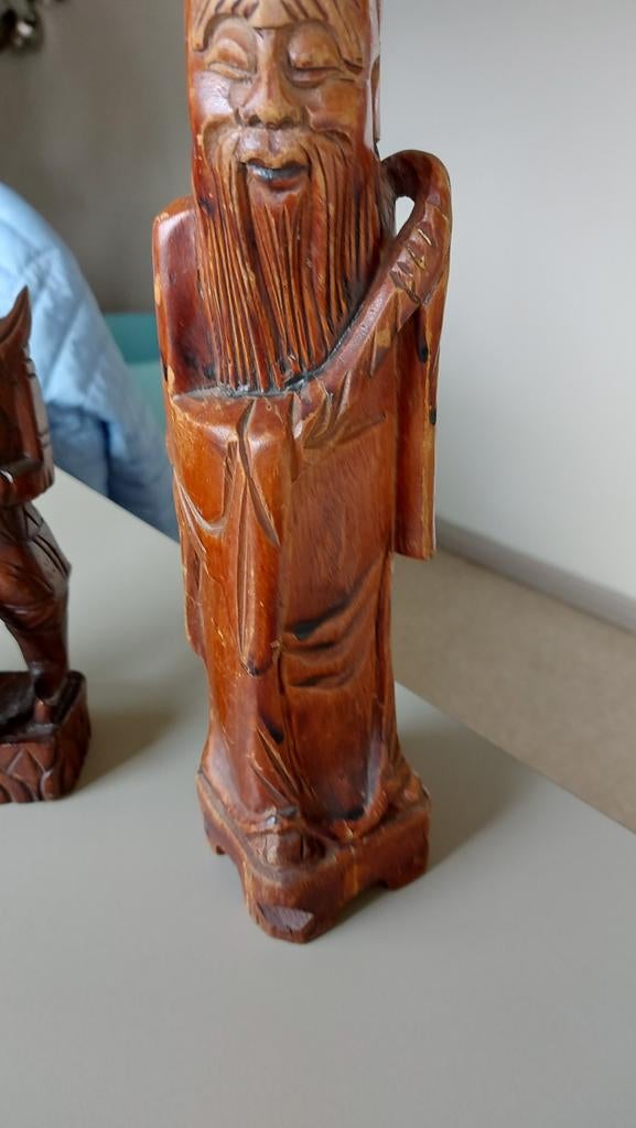 3 beeldjes houtsnijwerk, Antiek en Kunst, Kunst | Beelden en Houtsnijwerken, Ophalen, Houtsnijwerk