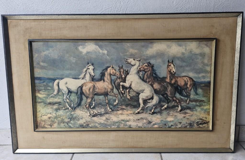 Schilderij met paarden van Fancy in kader, Enlèvement, Utilisé, Peinture, 100 à 125 cm