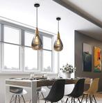 Hanglamp druppel chrome chrome e27 waterdruppel vorm + hout, Huis en Inrichting, Nieuw, Ophalen of Verzenden, Glas, 50 tot 75 cm