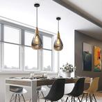 Hanglamp druppel chrome chrome e27 waterdruppel vorm + hout, Nieuw, Ophalen of Verzenden, Glas, 50 tot 75 cm