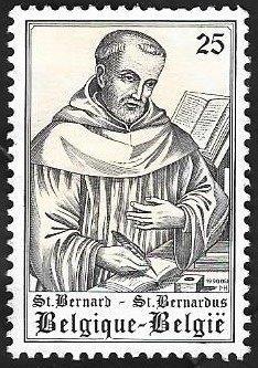 1 Postzegel België 1990 Sint Bernardus, Timbres & Monnaies, Timbres | Europe | Belgique, Non oblitéré, Timbre-poste, Autre, Enlèvement ou Envoi