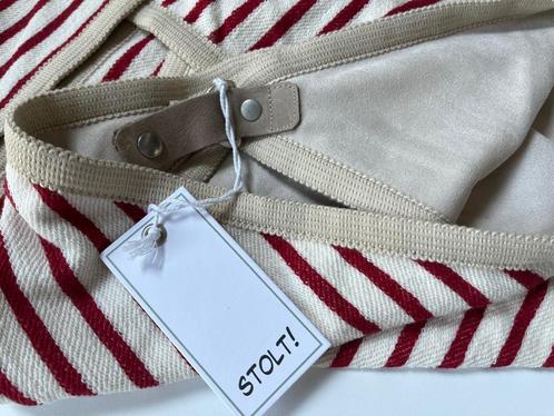 STOLT! sjaal rode gestreept met effen beige. Nieuw, Kleding | Dames, Mutsen, Sjaals en Handschoenen, Sjaal, Ophalen of Verzenden
