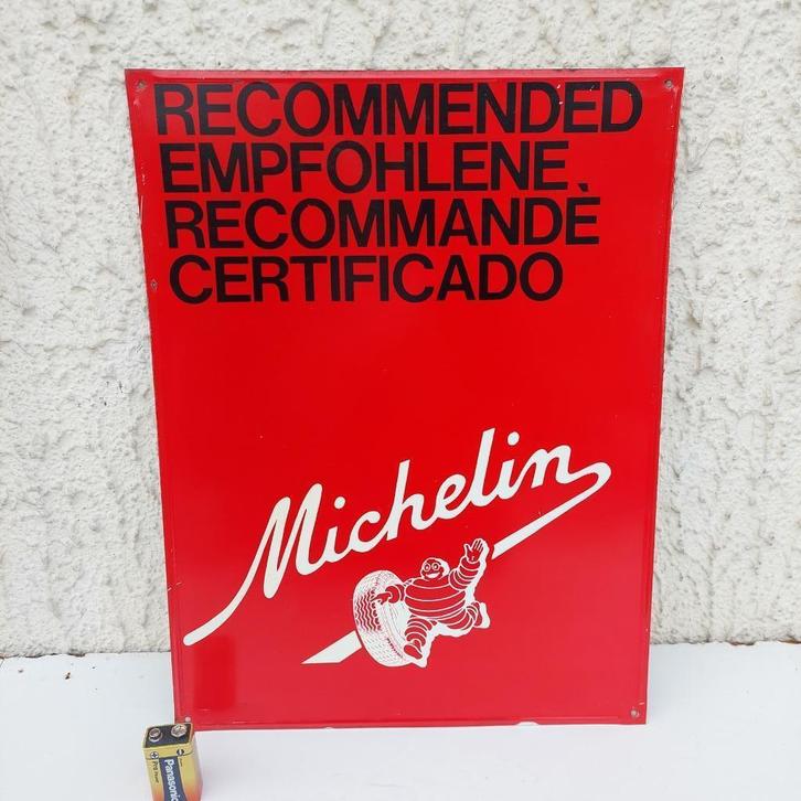 MICHELIN BLIKPLAAT RECLAMEBANDEN BIBENDUM +/- 1970 VGC, Verzamelen, Merken en Reclamevoorwerpen, Gebruikt, Reclamebord, Ophalen of Verzenden