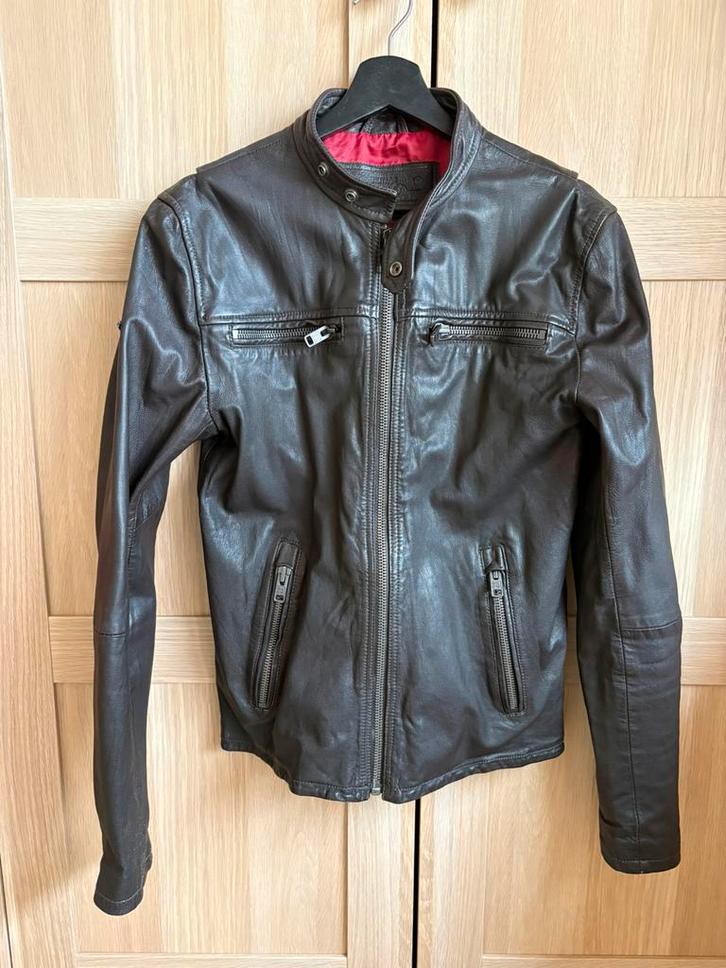 Leren jas SuperDry - man, maat S - als nieuw, Vêtements | Hommes, Vestes | Hiver, Comme neuf, Taille 46 (S) ou plus petite, Brun