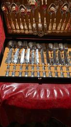 Bestekkoffer met vintage verzilverd bestek voor 12 personen, Huis en Inrichting, Ophalen, Zo goed als nieuw, Bestekset