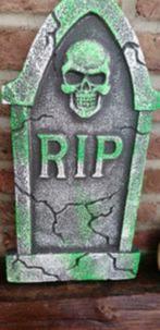 Pierre tombale halloween polystyrène vert gris 30cm, Utilisé, Enlèvement ou Envoi