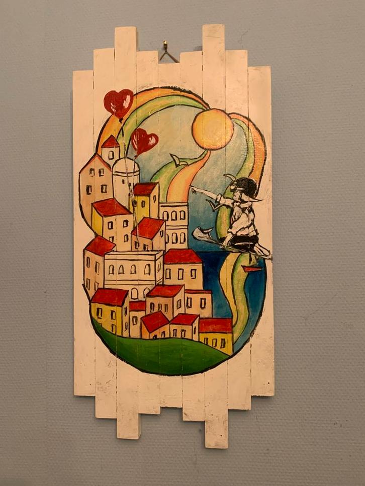 Freddie Oort „Chasing Love „gemengd 2019 - 70 x 33 cm, Antiek en Kunst, Kunst | Schilderijen | Modern, Ophalen