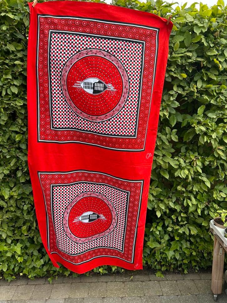Kanga uit Swaziland, Antiek en Kunst, Antiek | Tapijten, Tafelkleden en Textiel, Ophalen of Verzenden