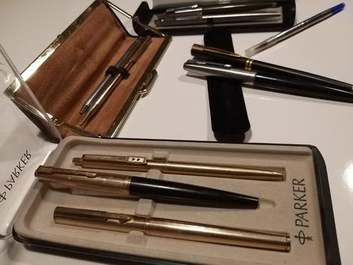 gouden 12K + vergulde Parker pennen, Collections, Stylos, Utilisé, Stylo, Parker, Avec boîte, Enlèvement