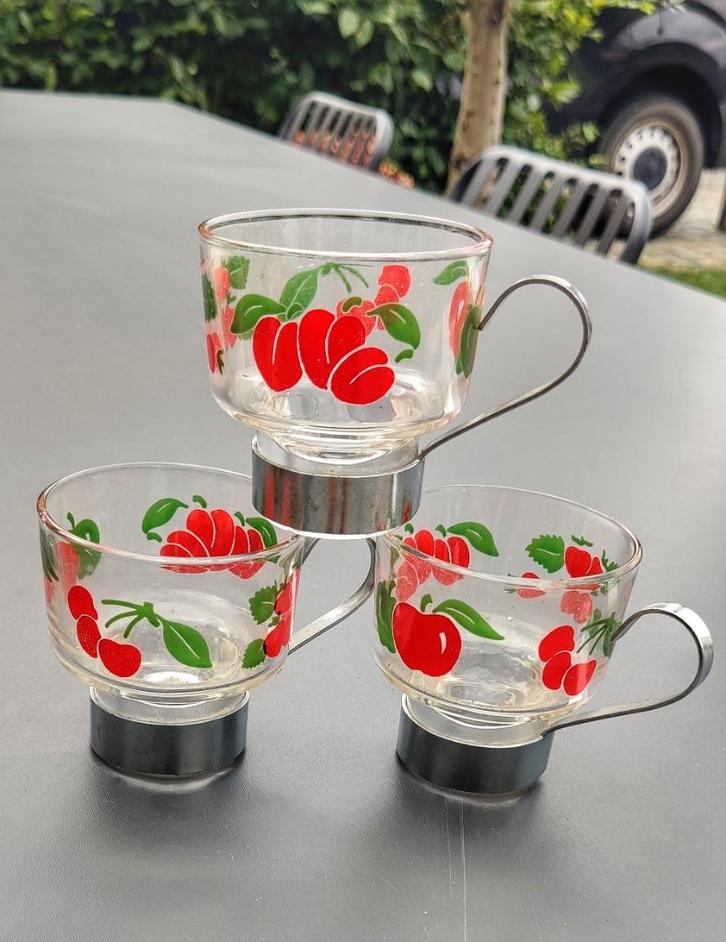 Vintage jaren 60 thee / espresso glaasjes, Antiek en Kunst, Antiek | Glaswerk en Kristal, Ophalen