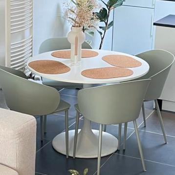 Ronde witte eettafel docksta, Quatre personnes, Rond, 100 à 150 cm, Enlèvement