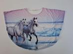 Mt 146-152 Poncho/T-shirt met witte paarden op het strand, Kinderen en Baby's, Gebruikt, Meisje, H&M, Ophalen of Verzenden