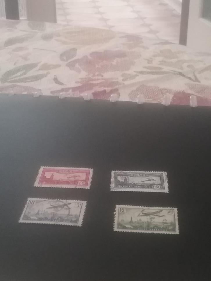 4 thema zegels frankrijk, Postzegels en Munten, Postzegels | Thematische zegels, Gestempeld, Vliegtuigen, Verzenden