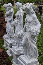 Prachtige beelden in blauwe steen die de 4 seizoenen voorste, Ophalen, Gebruikt, Steen, Mensenbeeld