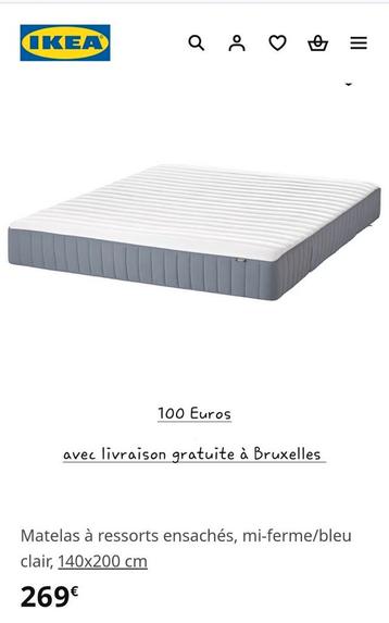 100€ - matras van 140x200cm - gratis levering 