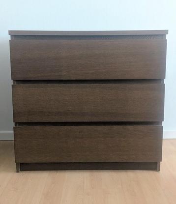  IKEA MALM Ladekast 3 lades Zwartbruin (Perfecte Staat)　20€ beschikbaar voor biedingen