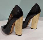 678C* Casadei - sexy zwart/gouden luxe leren pumps (38), Kleding | Dames, Pumps, CASADEI, Verzenden, Zwart