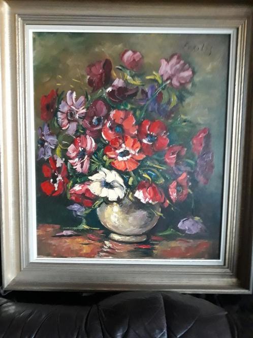 Handgeschilderd op doek in kader, Antiek en Kunst, Kunst | Schilderijen | Klassiek, Ophalen