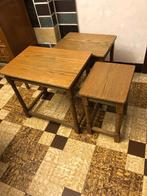 3 houten bijzettafels, enkel samen te koop, Maison & Meubles, Tables | Tables d'appoint, Comme neuf, 45 à 60 cm, Rectangulaire