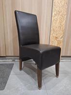 Stevige lederen stoelen met hoge rug, Huis en Inrichting, Stoelen, Ophalen, Gebruikt, Bruin, Leer