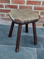 Vintage krukje met koeienhuid, Huis en Inrichting, Ophalen, Gebruikt, Hout