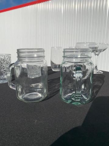 4x 15 Mason Jar Glazen in Korf!