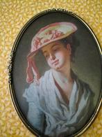 Copie tableau Fragonard dans joli cadre ovale doré, Antiquités & Art, Enlèvement ou Envoi