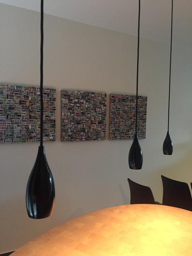 LED driedubbele hanglamp structuur/Design!Nieuw!, Huis en Inrichting, Lampen | Hanglampen, Nieuw, Ophalen