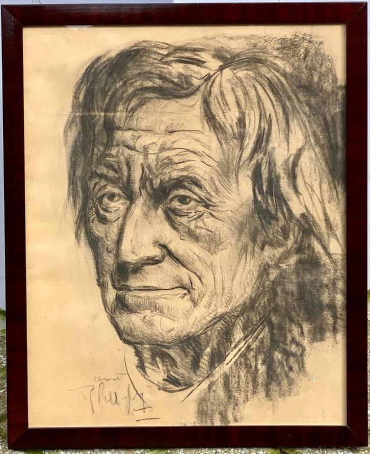 Houtskooltekening Aimé Van Belleghem, Antiek en Kunst, Kunst | Schilderijen | Klassiek, Ophalen